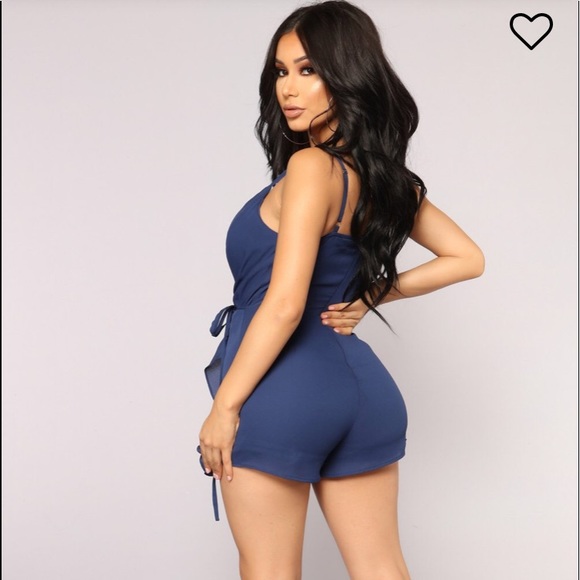 Clear The Air Wrap Romper - Navy - Picture 2 of 2